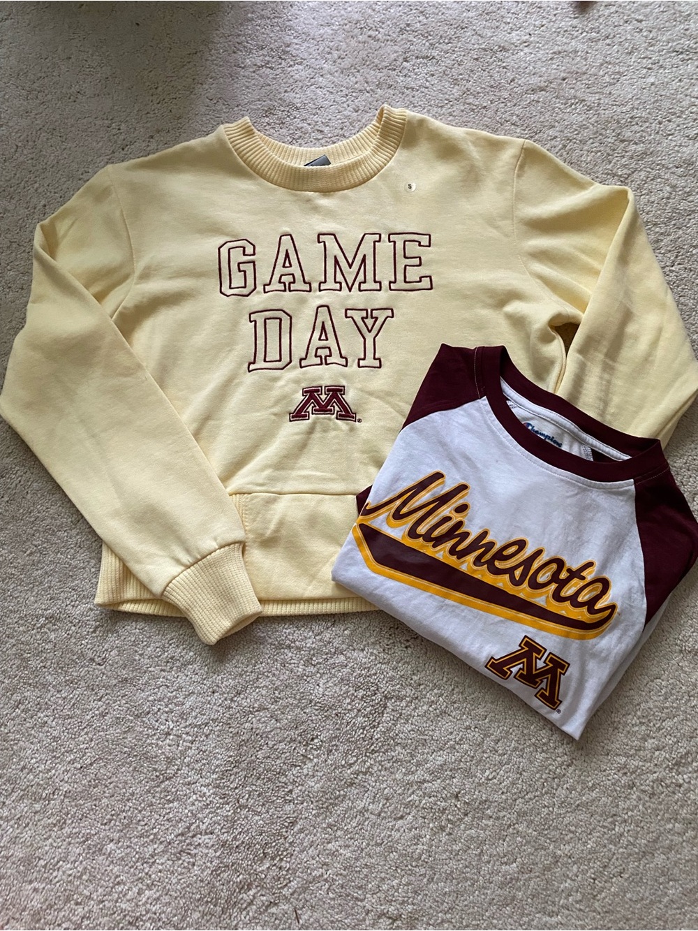 MV Sport Yellow Crewneck Sweatshirt with Embroidered Logo and t-shirt